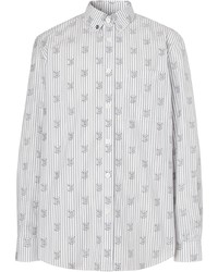 Chemise à manches longues à rayures verticales blanche Burberry