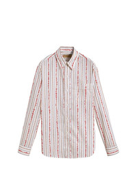 Chemise à manches longues à rayures verticales blanche Burberry