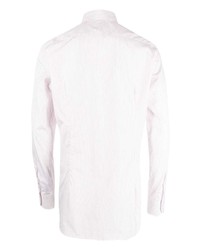 Chemise à manches longues à rayures verticales blanche Corneliani