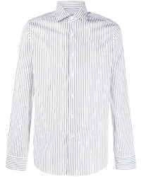 Chemise à manches longues à rayures verticales blanche Canali