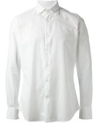 Chemise à manches longues à rayures verticales blanche