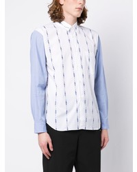 Chemise à manches longues à rayures verticales blanche Comme des Garcons Homme Deux