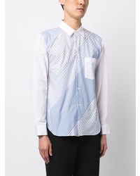 Chemise à manches longues à rayures verticales blanche Comme des Garcons Homme Deux