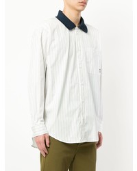 Chemise à manches longues à rayures verticales blanche MSGM