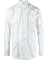 Chemise à manches longues à rayures verticales blanche D4.0
