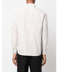 Chemise à manches longues à rayures verticales blanche Saint Laurent