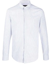 Chemise à manches longues à rayures verticales blanche Emporio Armani