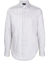 Chemise à manches longues à rayures verticales blanche Emporio Armani