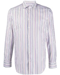 Chemise à manches longues à rayures verticales blanche Etro