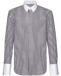 Chemise à manches longues à rayures verticales blanche Ferragamo