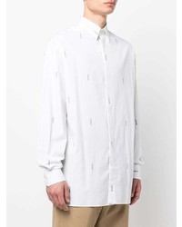 Chemise à manches longues à rayures verticales blanche Fendi
