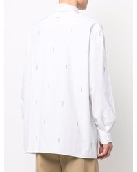 Chemise à manches longues à rayures verticales blanche Fendi
