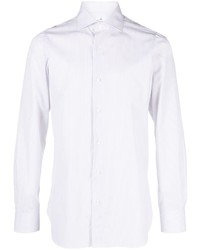 Chemise à manches longues à rayures verticales blanche Finamore 1925 Napoli