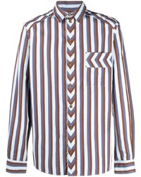 Chemise à manches longues à rayures verticales blanche Henrik Vibskov
