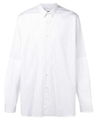 Chemise à manches longues à rayures verticales blanche Jil Sander