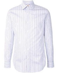 Chemise à manches longues à rayures verticales blanche Kent & Curwen