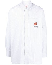 Chemise à manches longues à rayures verticales blanche Kenzo