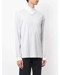 Chemise à manches longues à rayures verticales blanche Giorgio Armani