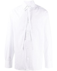Chemise à manches longues à rayures verticales blanche Lanvin