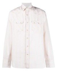 Chemise à manches longues à rayures verticales blanche Lardini