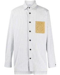 Chemise à manches longues à rayures verticales blanche Loewe