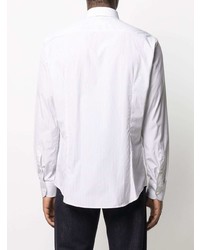 Chemise à manches longues à rayures verticales blanche Salvatore Ferragamo