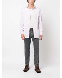 Chemise à manches longues à rayures verticales blanche Etro