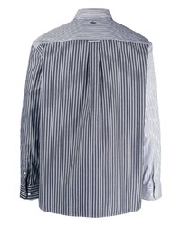 Chemise à manches longues à rayures verticales blanche Lacoste