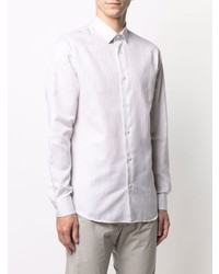 Chemise à manches longues à rayures verticales blanche Z Zegna