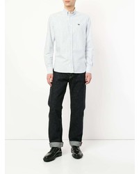 Chemise à manches longues à rayures verticales blanche MAISON KITSUNÉ