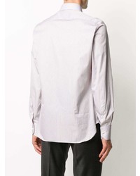Chemise à manches longues à rayures verticales blanche Ermenegildo Zegna
