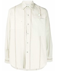Chemise à manches longues à rayures verticales blanche Oamc