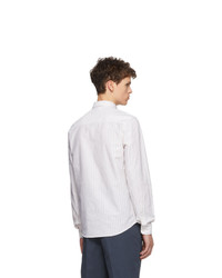 Chemise à manches longues à rayures verticales blanche AMI Alexandre Mattiussi