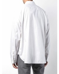 Chemise à manches longues à rayures verticales blanche Raf Simons