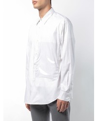 Chemise à manches longues à rayures verticales blanche Raf Simons
