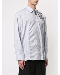 Chemise à manches longues à rayures verticales blanche Raf Simons