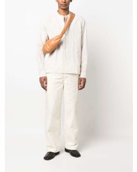 Chemise à manches longues à rayures verticales blanche COMMAS