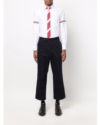 Chemise à manches longues à rayures verticales blanche Thom Browne