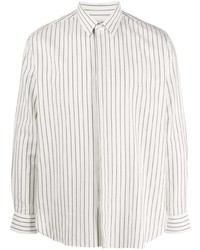Chemise à manches longues à rayures verticales blanche Saint Laurent
