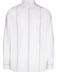 Chemise à manches longues à rayures verticales blanche Salvatore Ferragamo
