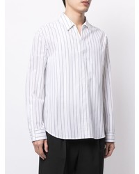 Chemise à manches longues à rayures verticales blanche Solid Homme