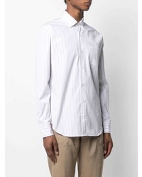 Chemise à manches longues à rayures verticales blanche Eleventy