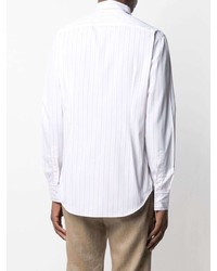 Chemise à manches longues à rayures verticales blanche Eleventy