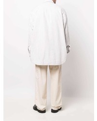 Chemise à manches longues à rayures verticales blanche Maison Margiela