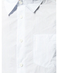 Chemise à manches longues à rayures verticales blanche Prada