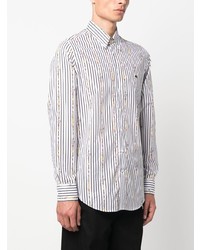 Chemise à manches longues à rayures verticales blanche Etro