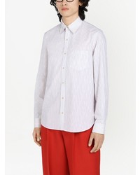 Chemise à manches longues à rayures verticales blanche Gucci