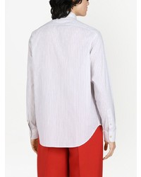 Chemise à manches longues à rayures verticales blanche Gucci