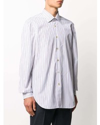 Chemise à manches longues à rayures verticales blanche Kiton