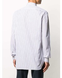 Chemise à manches longues à rayures verticales blanche Kiton